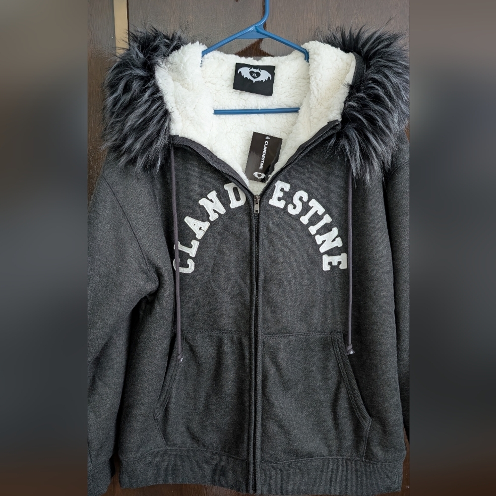 Clandestine Industries 2025 Grey Fur Hoodie